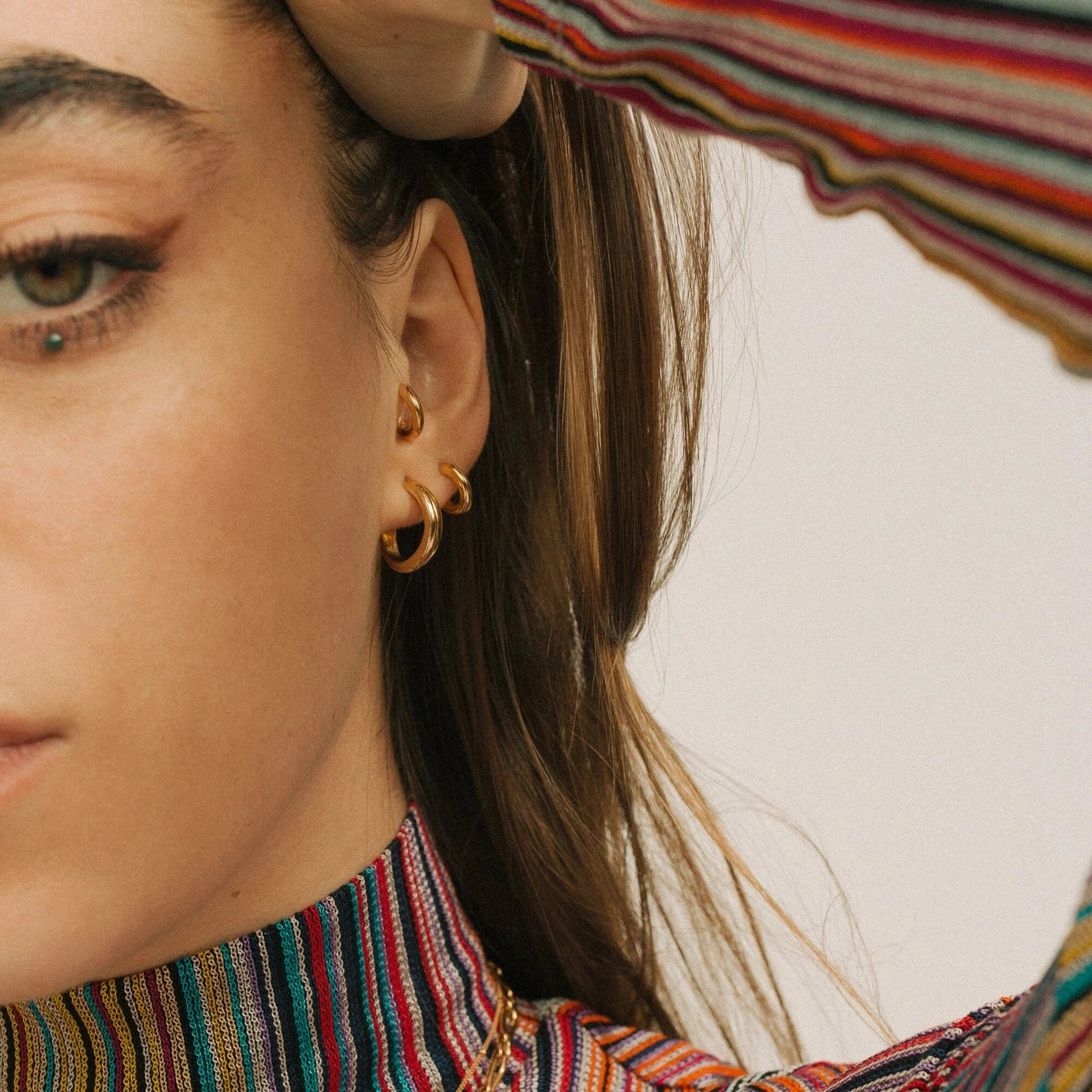 Jane Half-Round Hoops - Gold