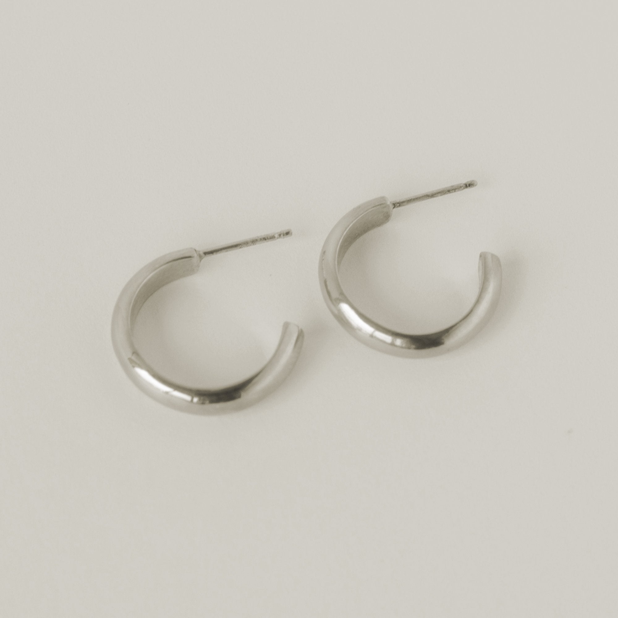 Jane Half-Round Hoops - Silver