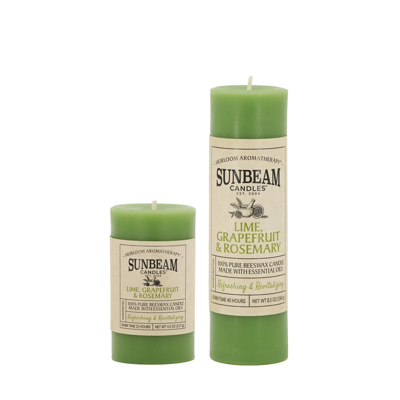 Beeswax Pillar - Lime, Grapefruit & Rosemary