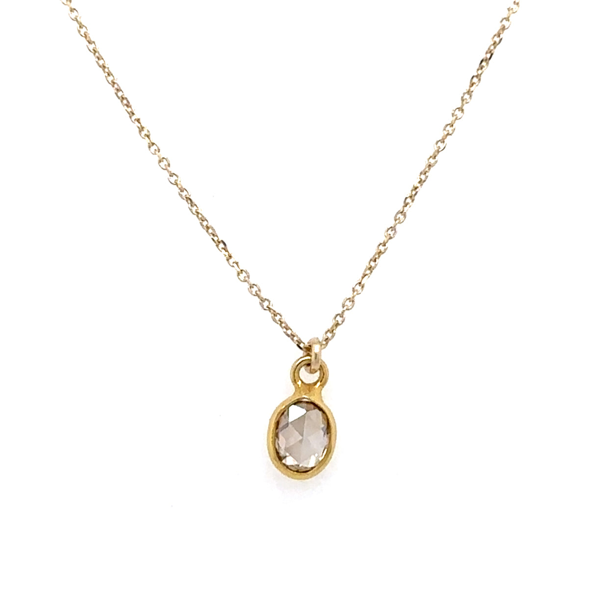 Small Champagne Rose Cut Diamond Necklace
