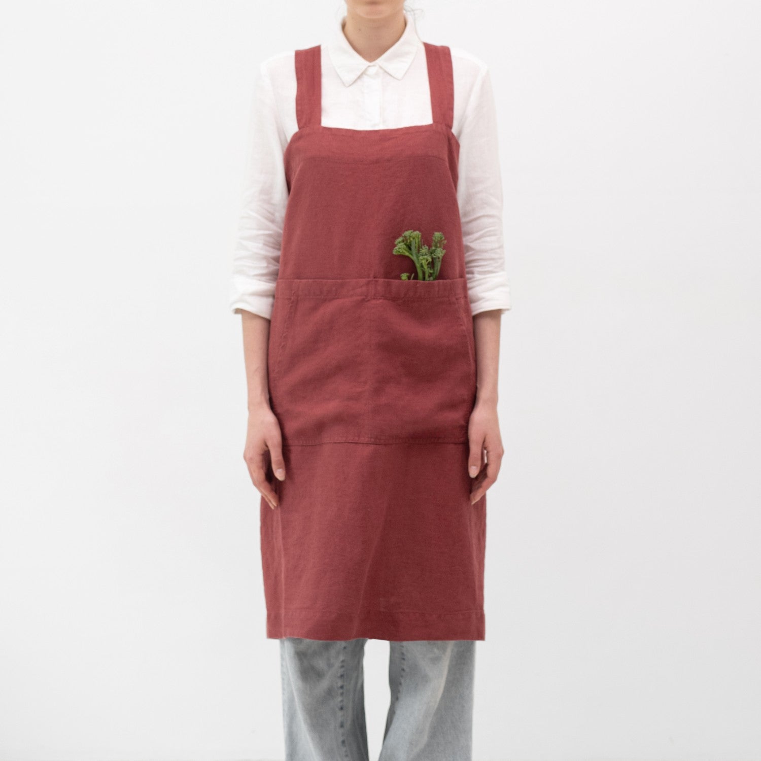 Linen Tales Pinafore Apron - Marsala