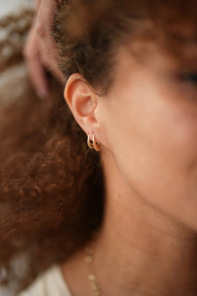 9k Pressed Oval Hoops - PAIR