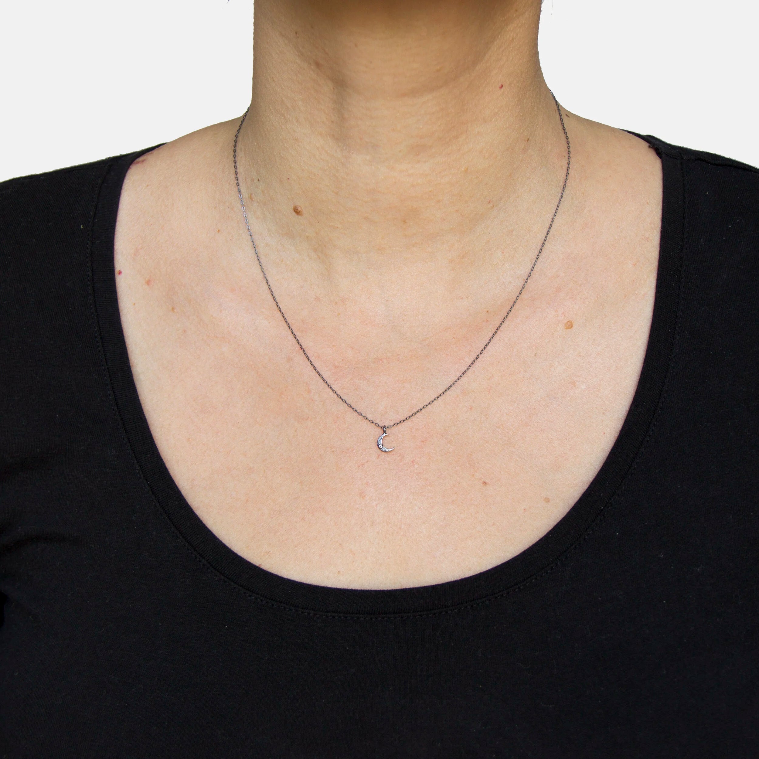 Tiny SS Crescent Moon Necklace
