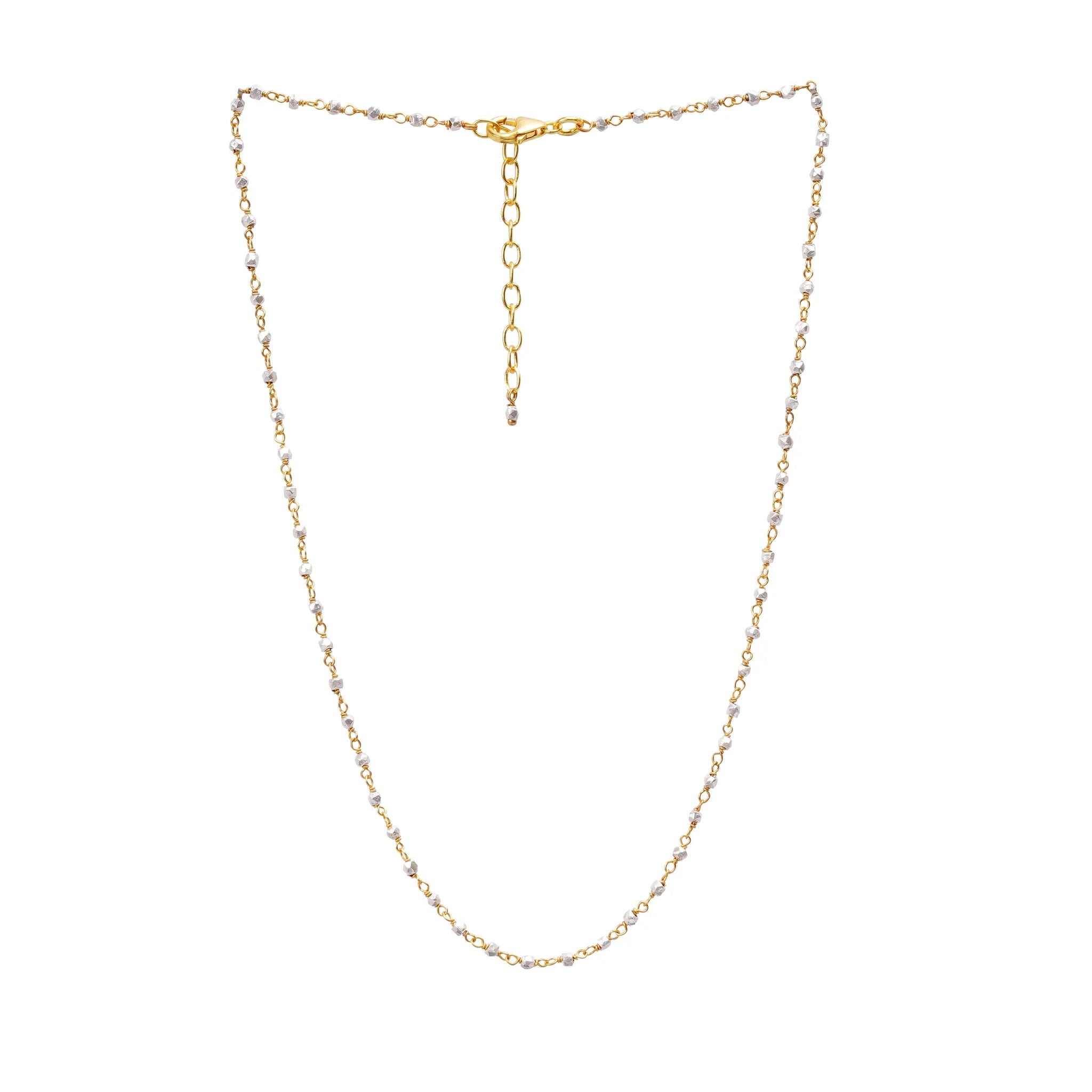 Wire Knotted Silver Beads Necklace