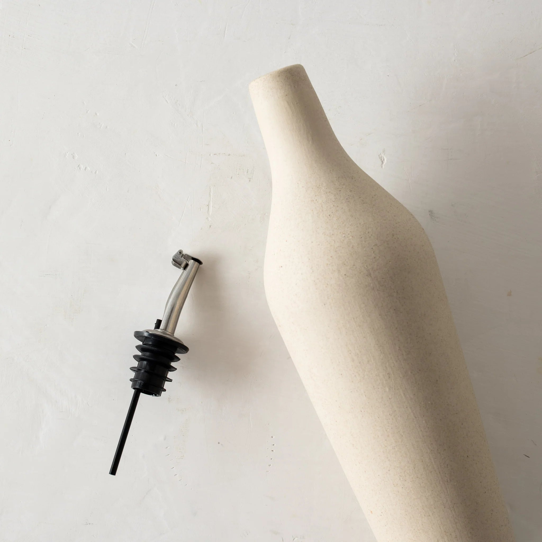 Minimal Oil Cruet Bottle - Raw Stoneware