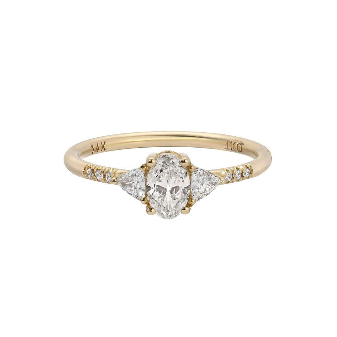 14K Diamond Oval Trillion Equilibrium Ring