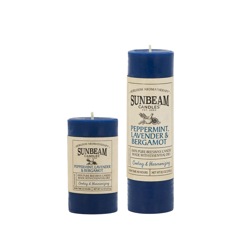 Beeswax Pillar - Peppermint, Lavender & Bergamot