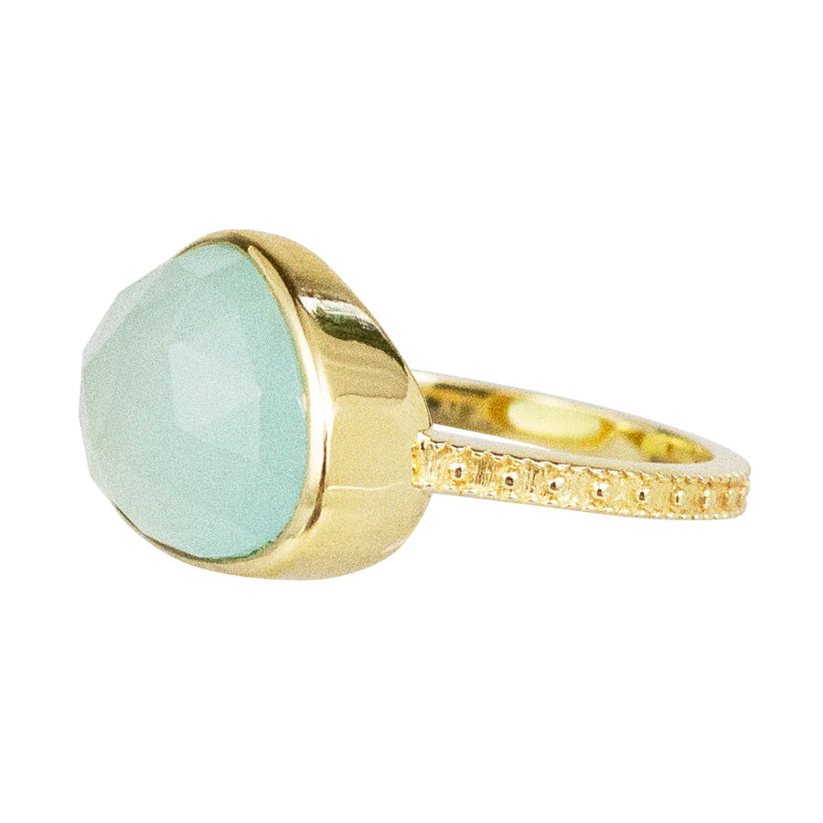 Vermeil Aqua Chalcedony Zen Ring