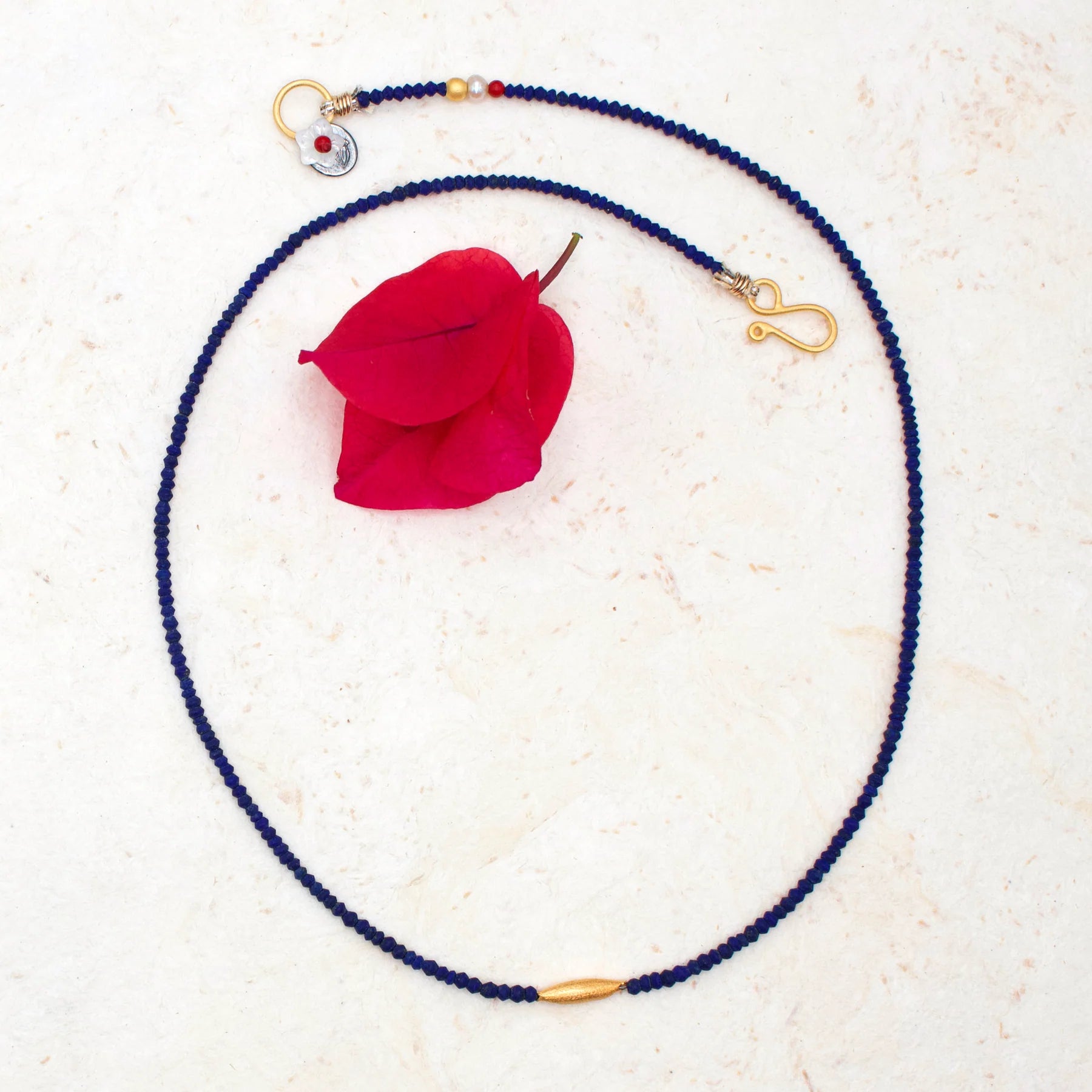 Lapis + Golden Rice Talisman Necklace
