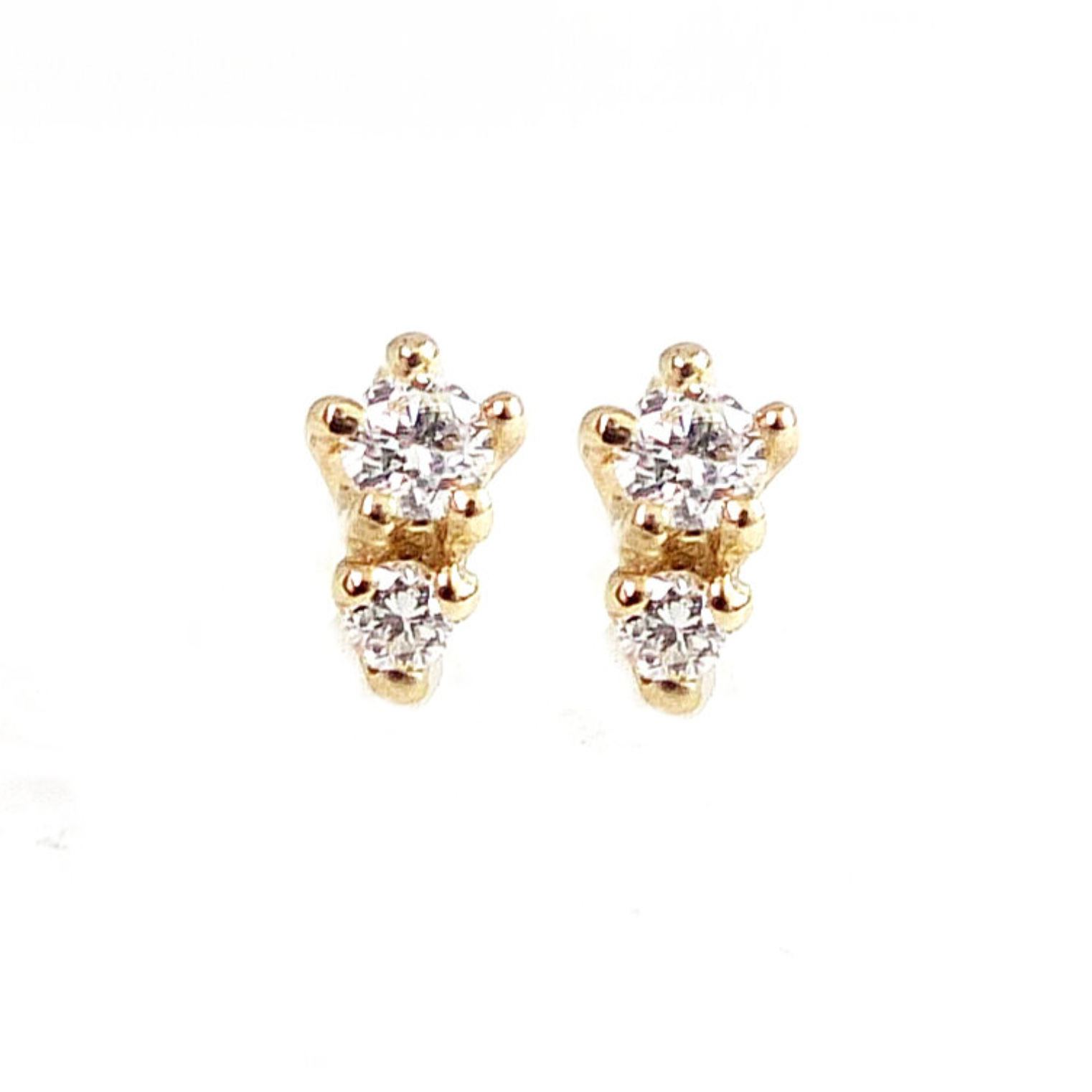 14k Rose Cut Diamond Duo Studs