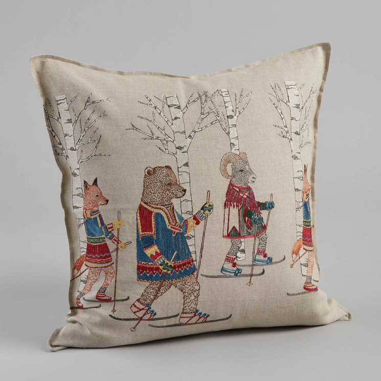 Cross Country Skiers Pillow Large