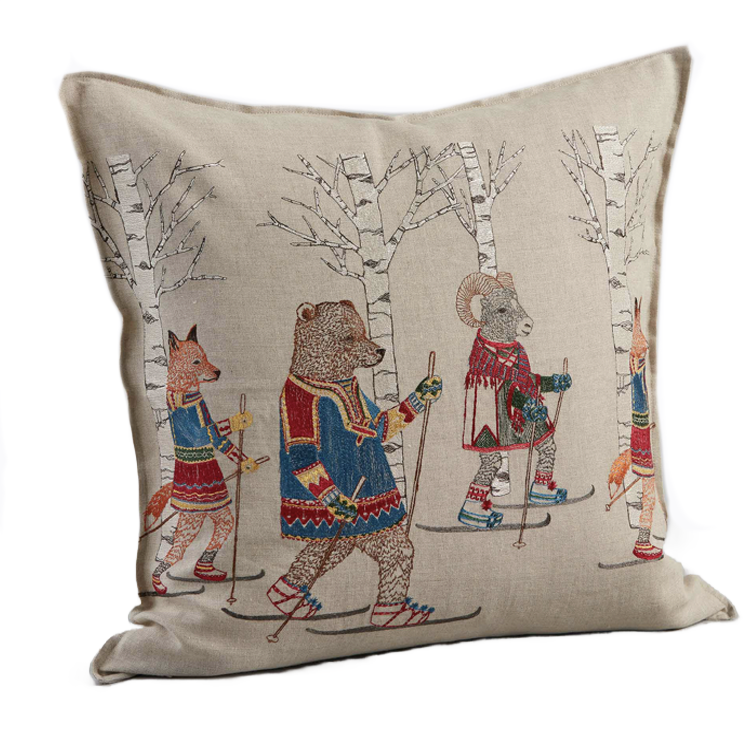 Cross Country Skiers Pillow Large