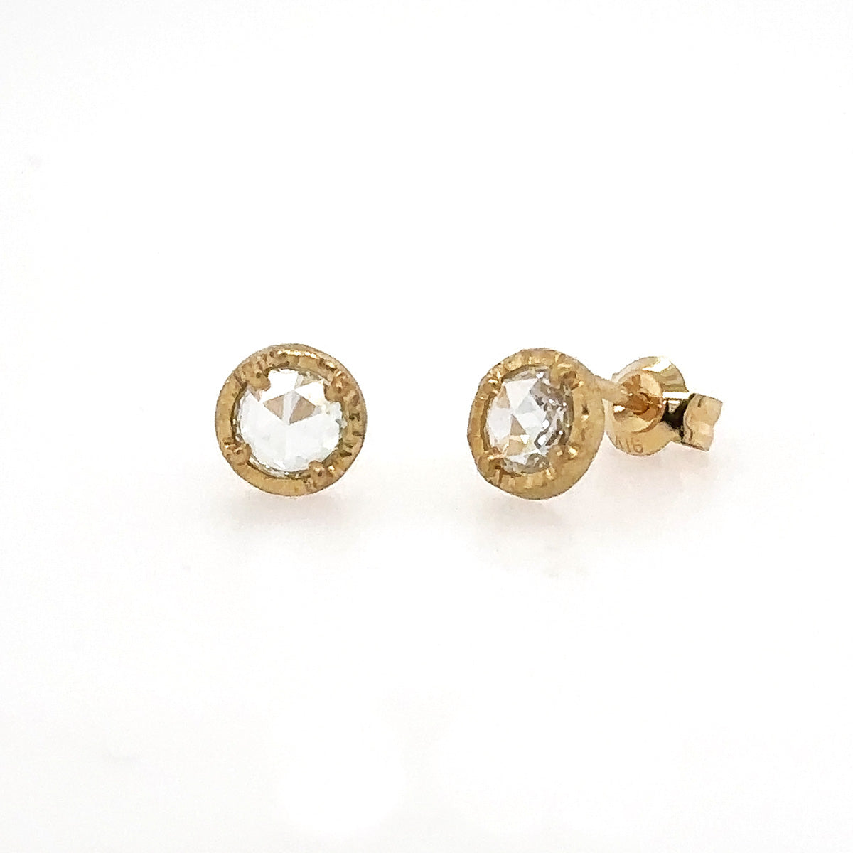 18k Large Rose Cut Diamond Studs