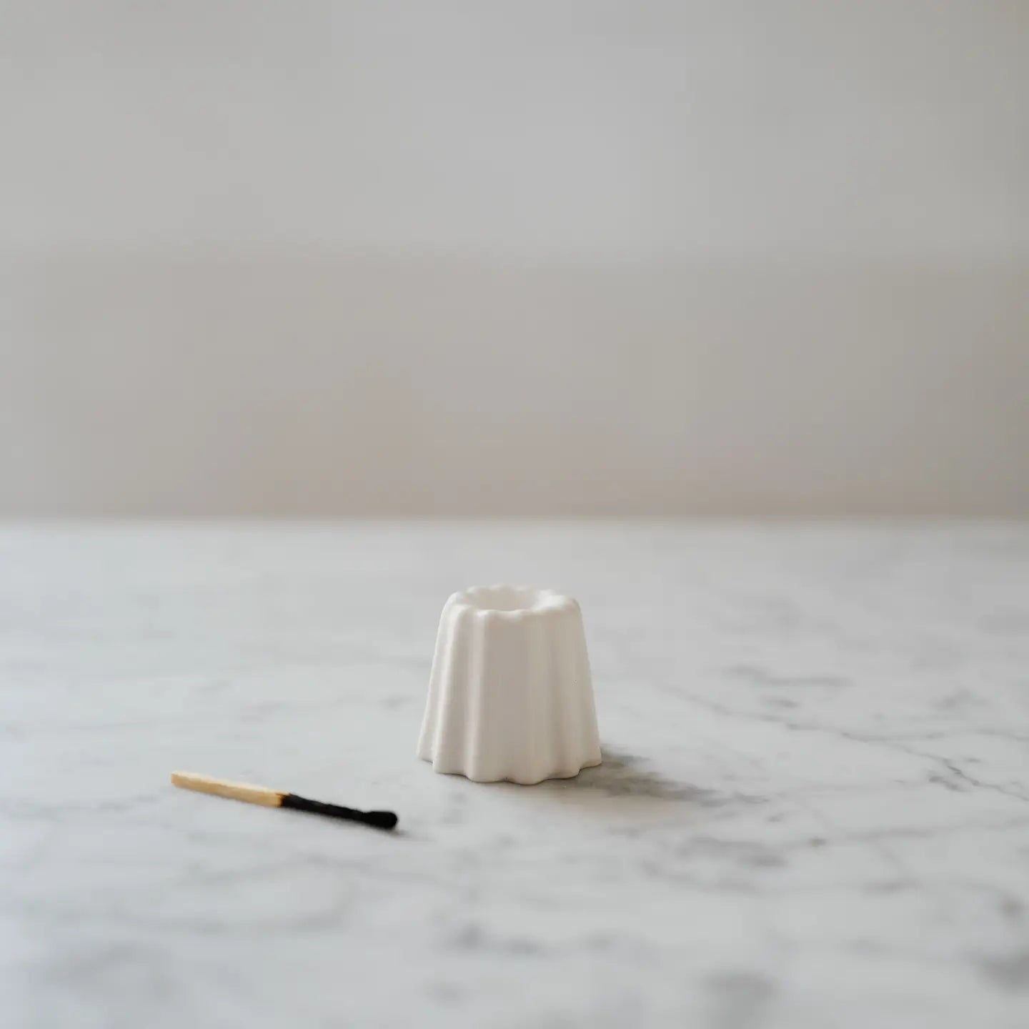 Fluted Porcelain Candle Holder - Matte White