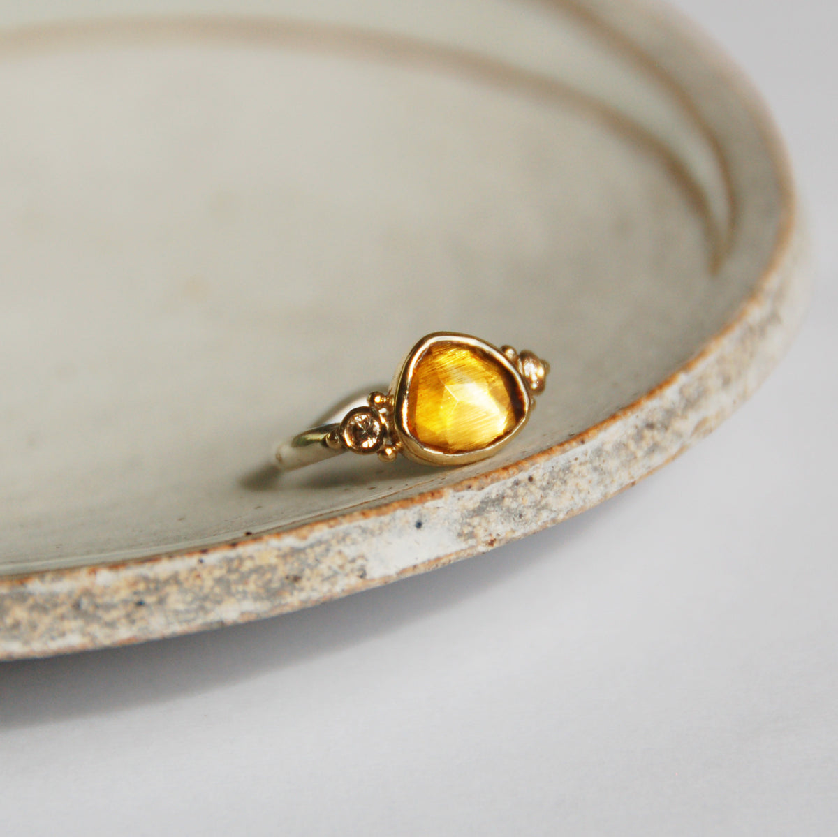 Abbi Golden Citrine Ring with Diamonds