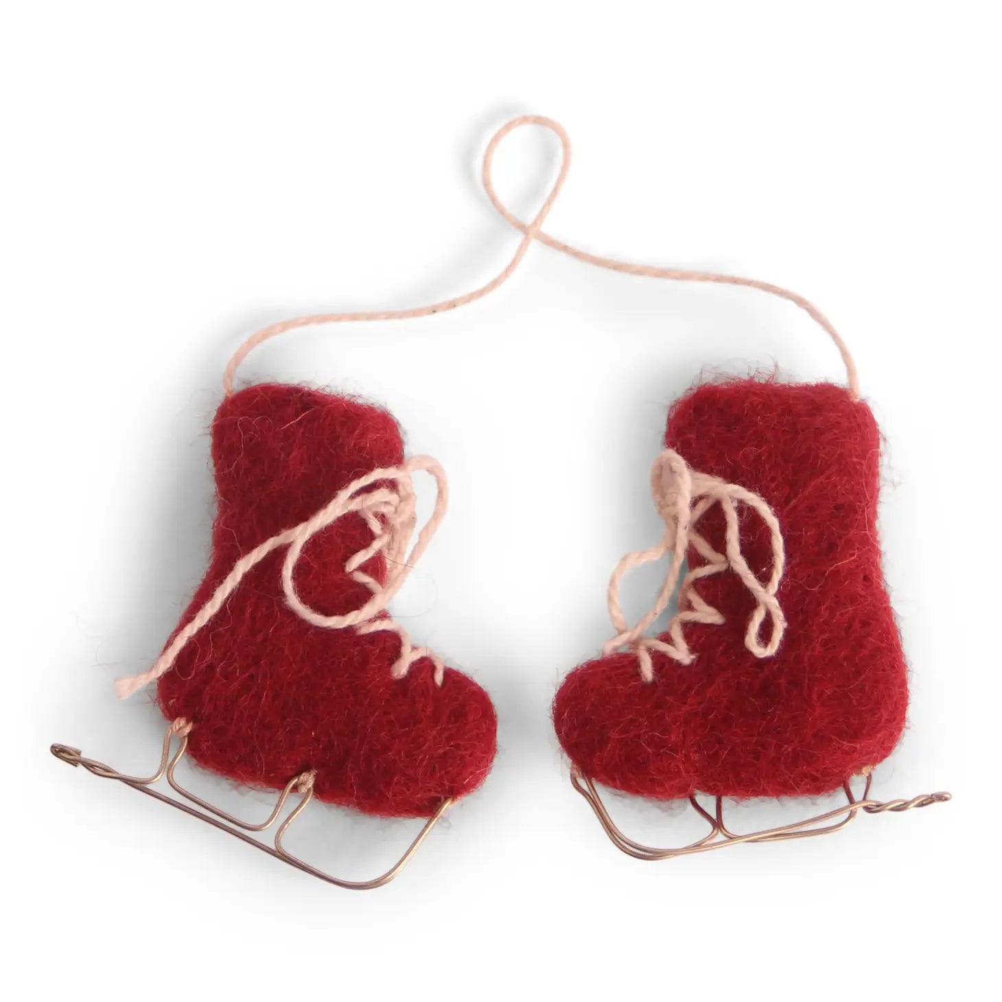Felt Red Pair Ice Skates Ornament