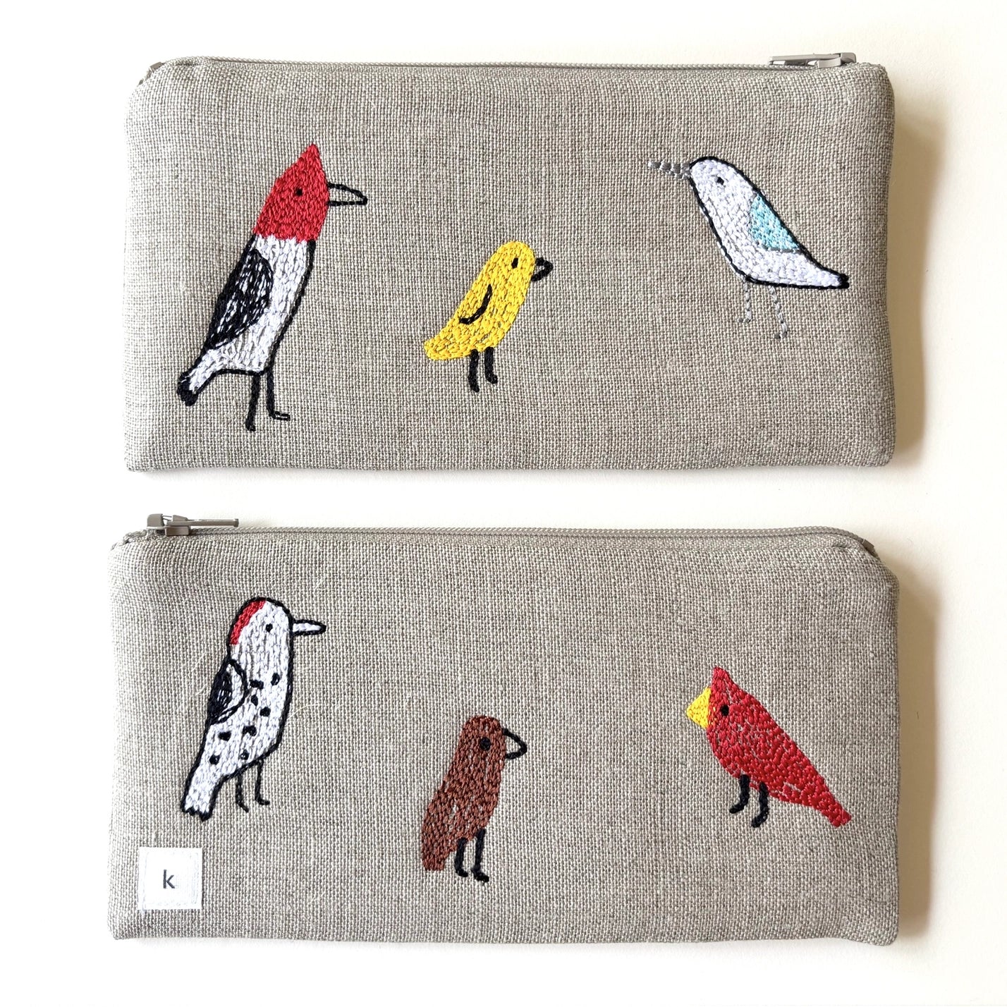 Small Embroidered Pouch - Birds