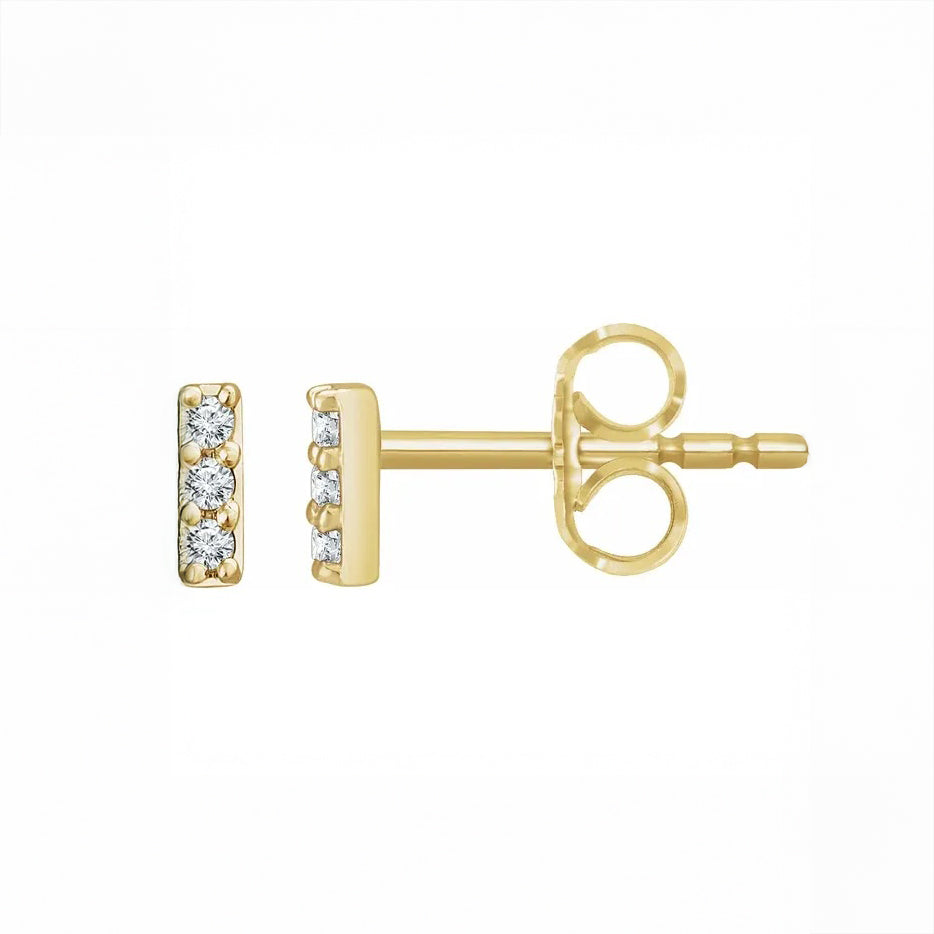 14k Mini Diamond Bar Studs