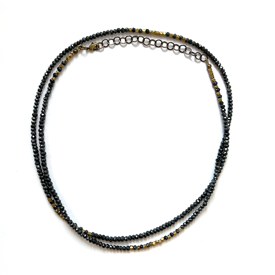 Beaded Kortum Necklace - Mystic Spinel/Brass Beads