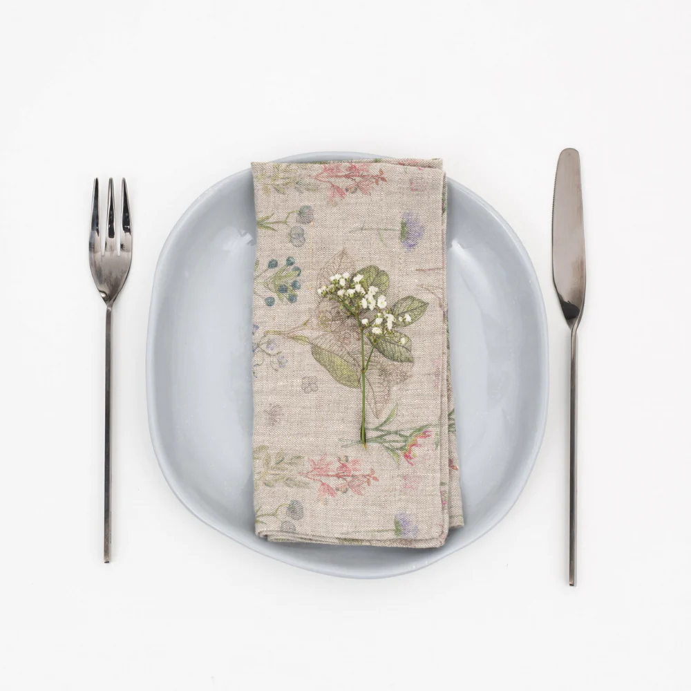 Linen Napkins - Set/2 - Botany on Natural