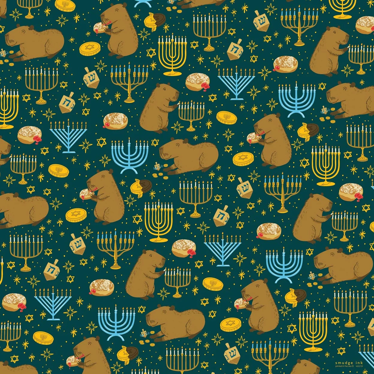 Capybara Hanukkah Gift Wrap