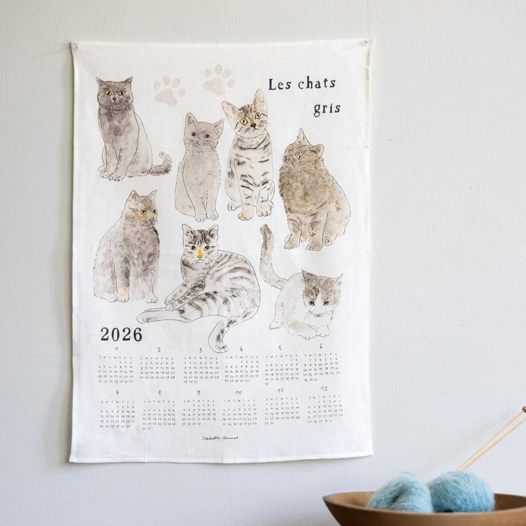 2026 Fabric Calendar - Les Chats Gris (Gray Cats)