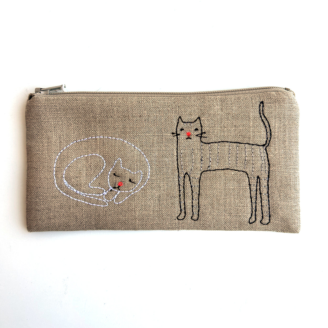 Small Embroidered Pouch - Cats