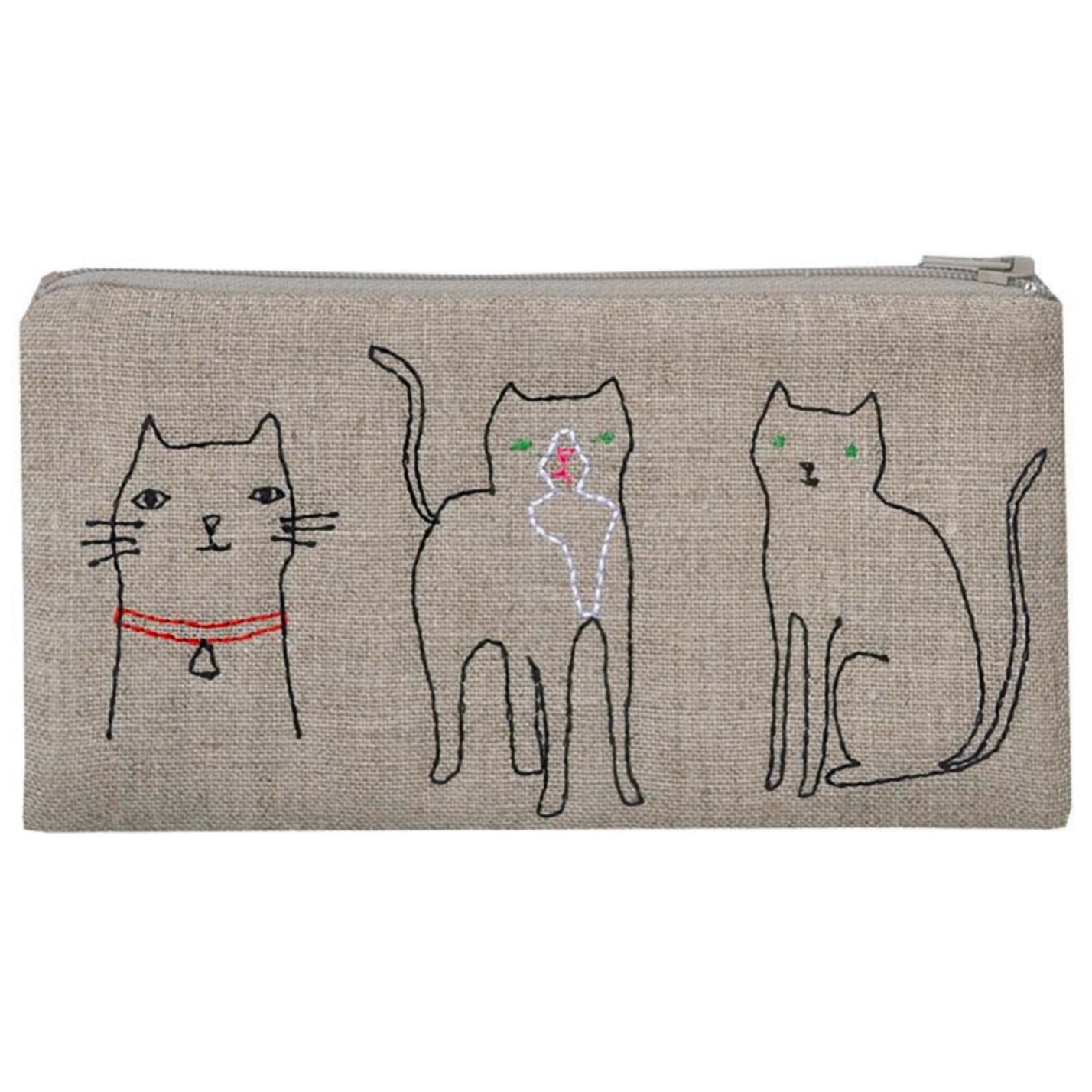 Small Embroidered Pouch - Cats