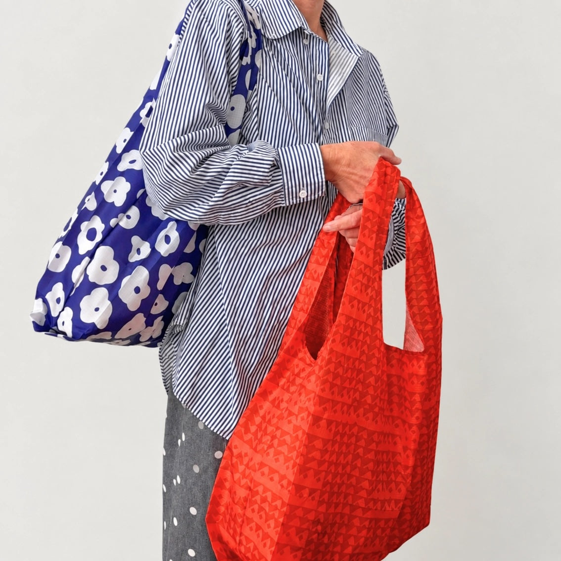 Foldie Tote - Celeste in Cobalt & Cream