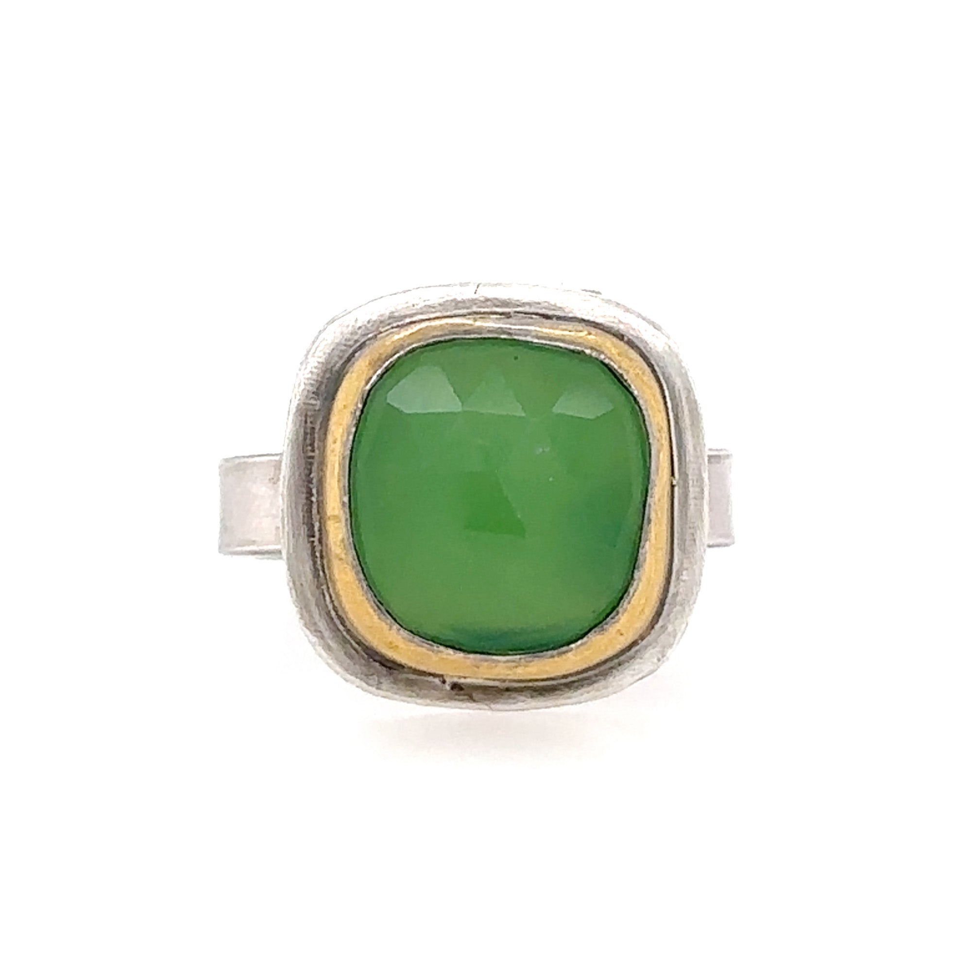 Square Chrysoprase Keum-Boo Ring