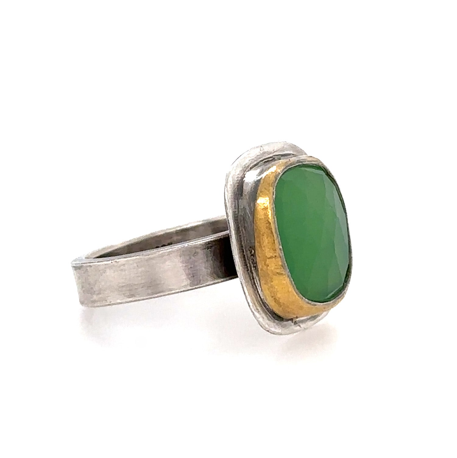Square Chrysoprase Keum-Boo Ring