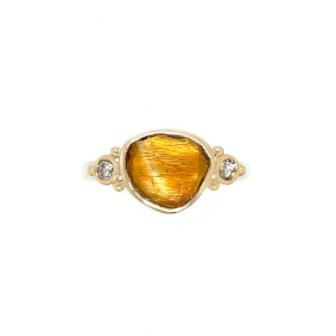 Abbi Golden Citrine Ring with Diamonds
