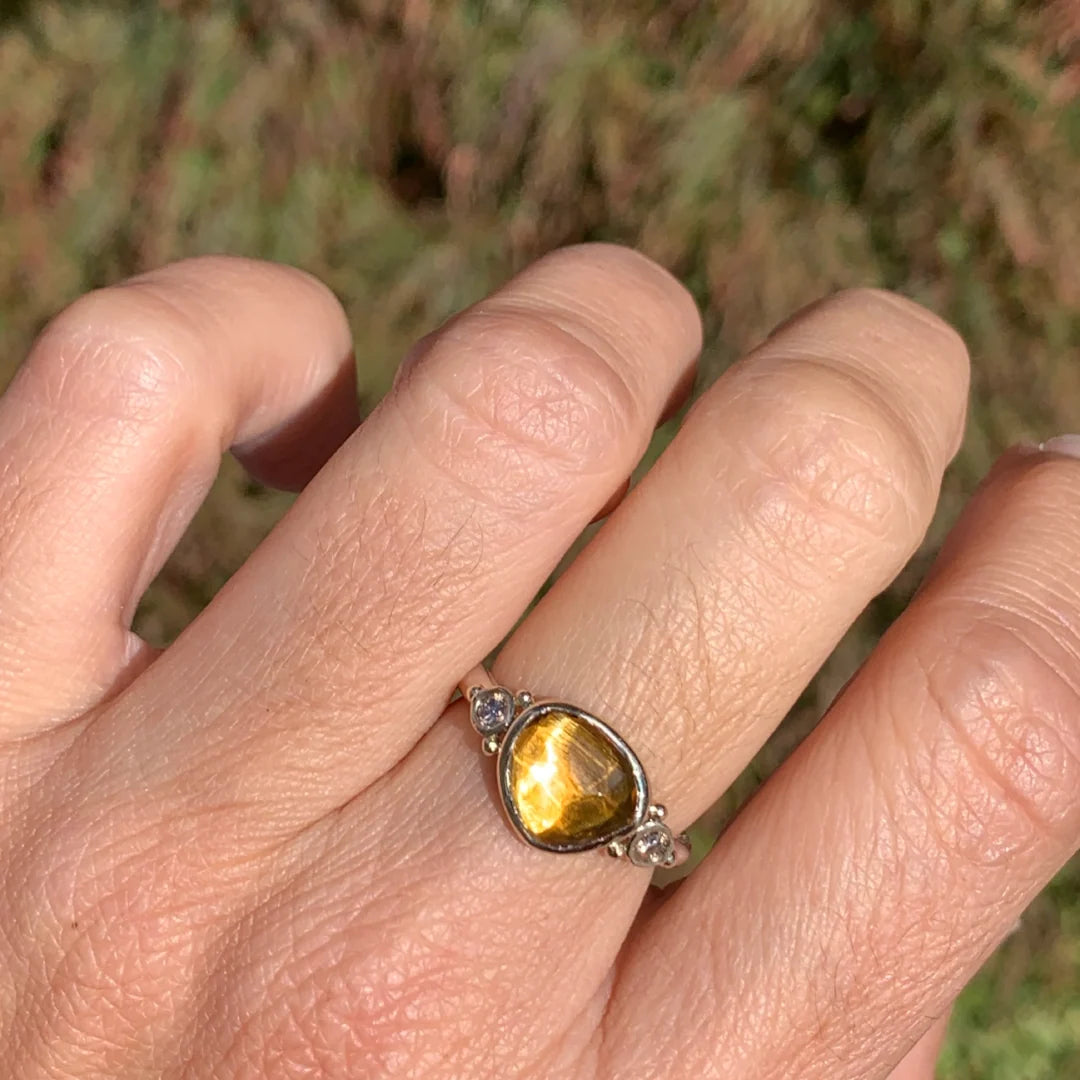 Abbi Golden Citrine Ring with Diamonds