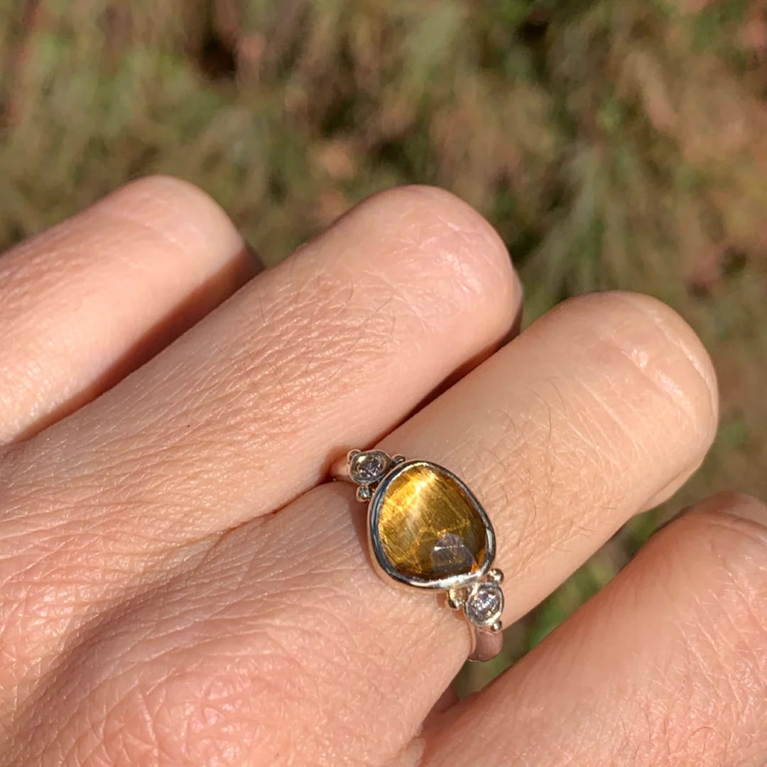Abbi Golden Citrine Ring with Diamonds