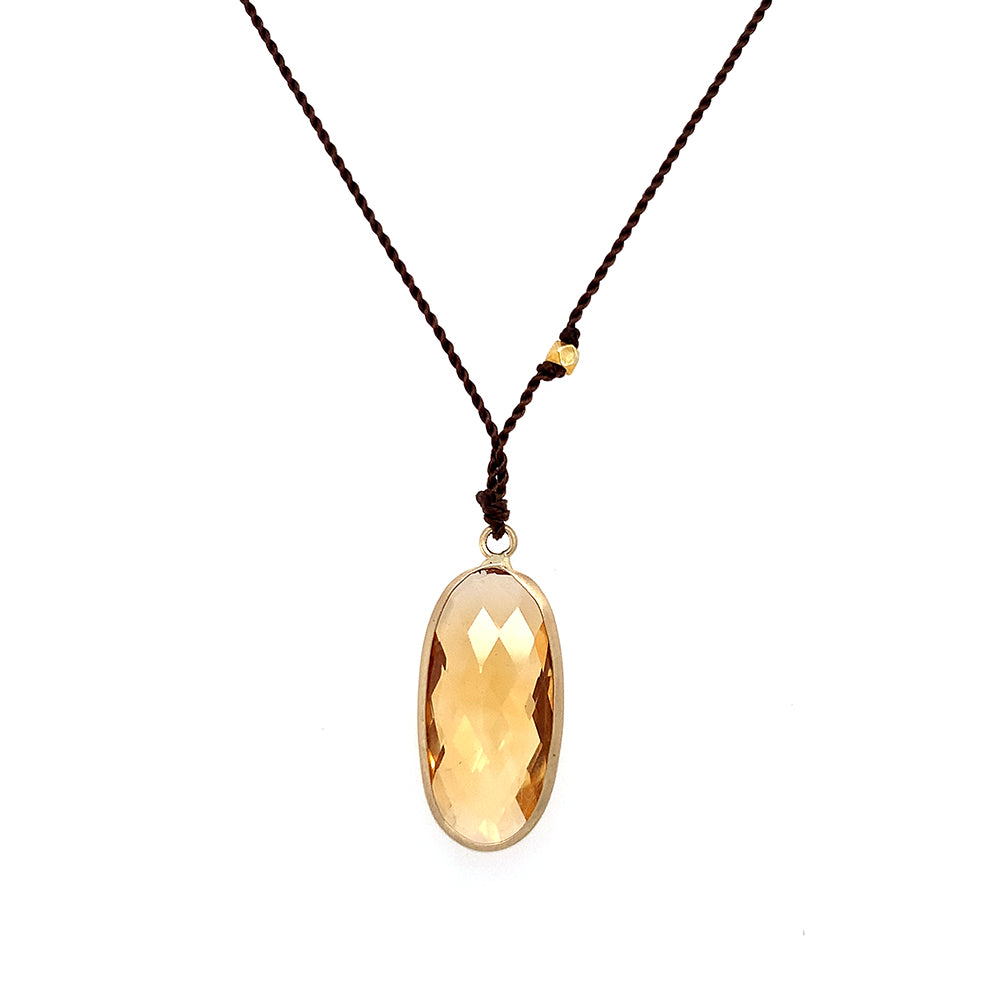 14k Citrine Bezel Necklace