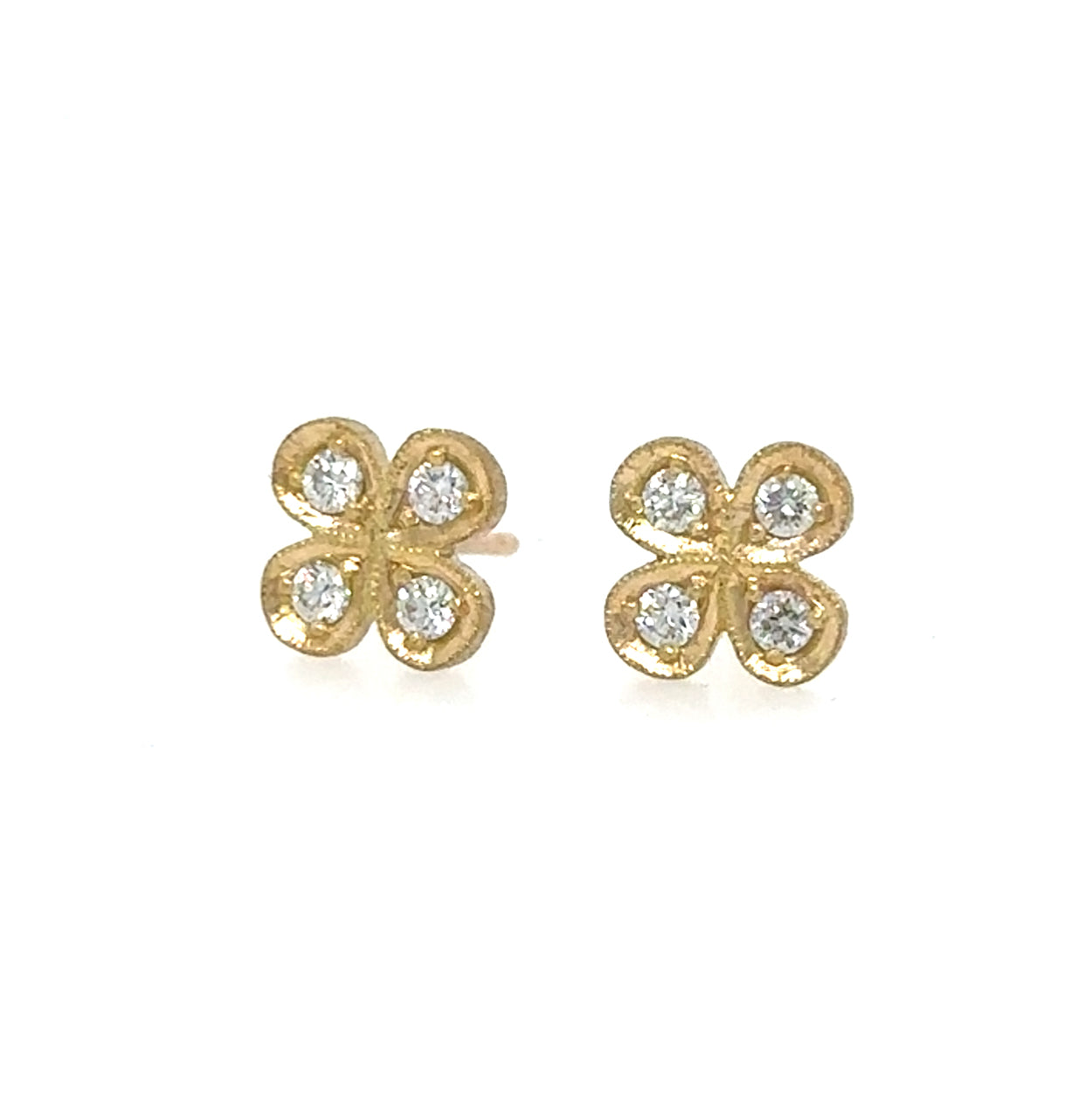 18k Lucky Four Leaf Clover Studs