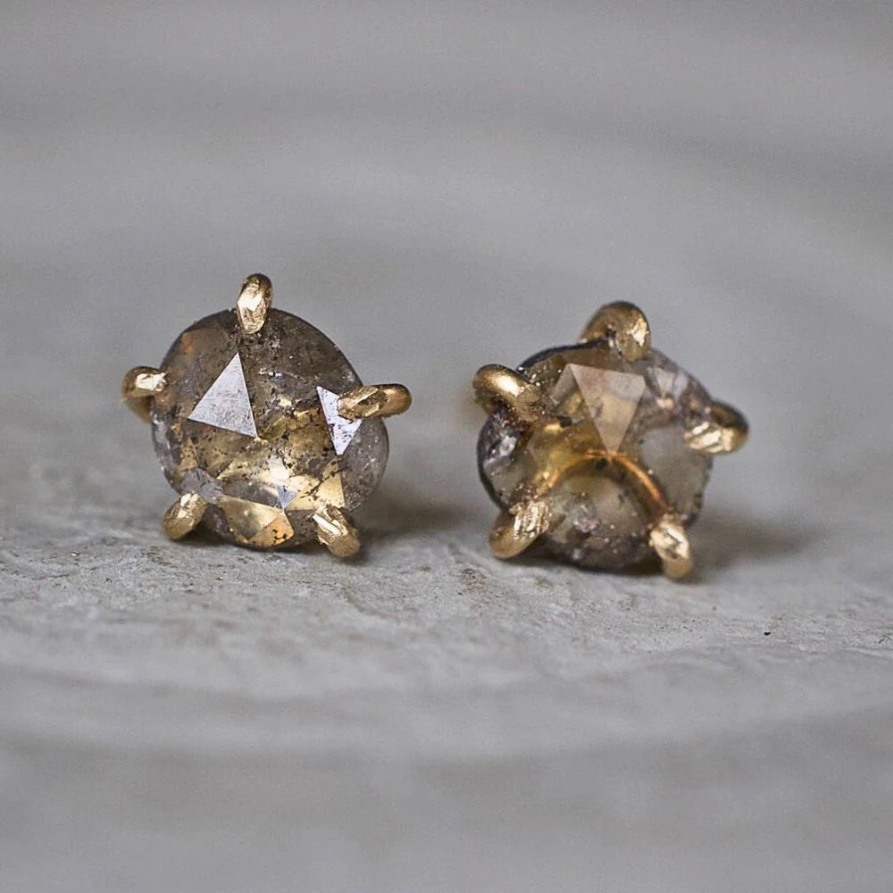 Cognac Rose Cut Diamond Studs