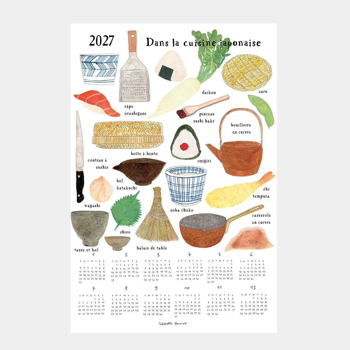 2027 Fabric Calendar - Dans La Cuisine Japonaise