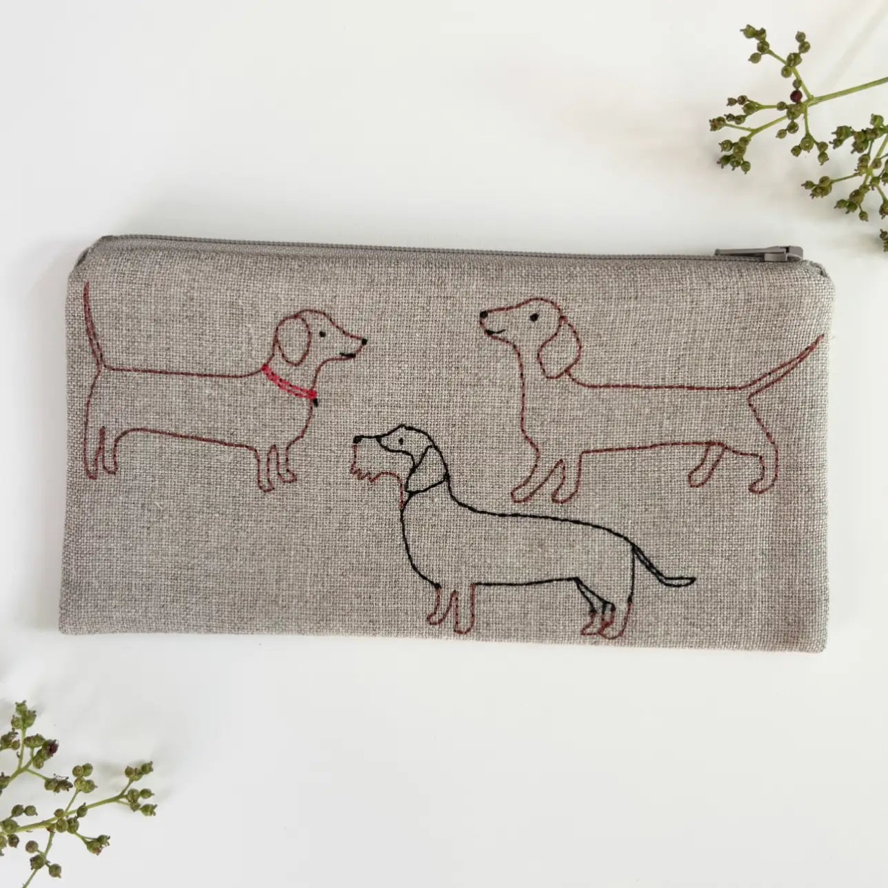 Small Embroidered Pouch - Dachshund