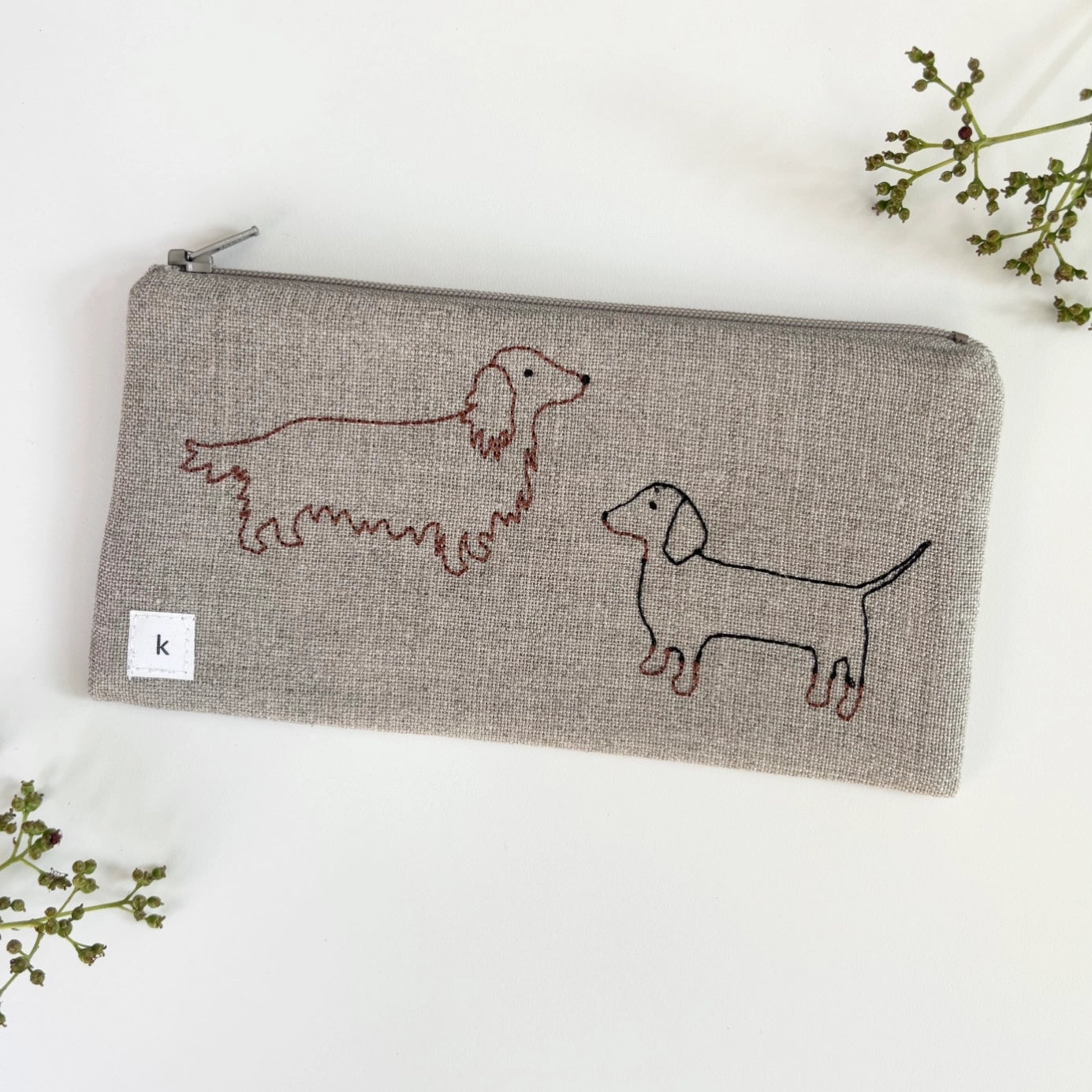 Small Embroidered Pouch - Dachshund