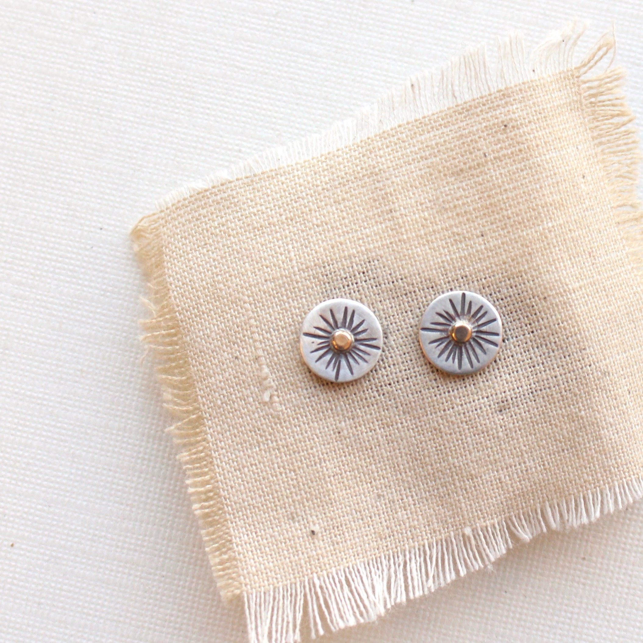Tiny Rustic Sun Earrings