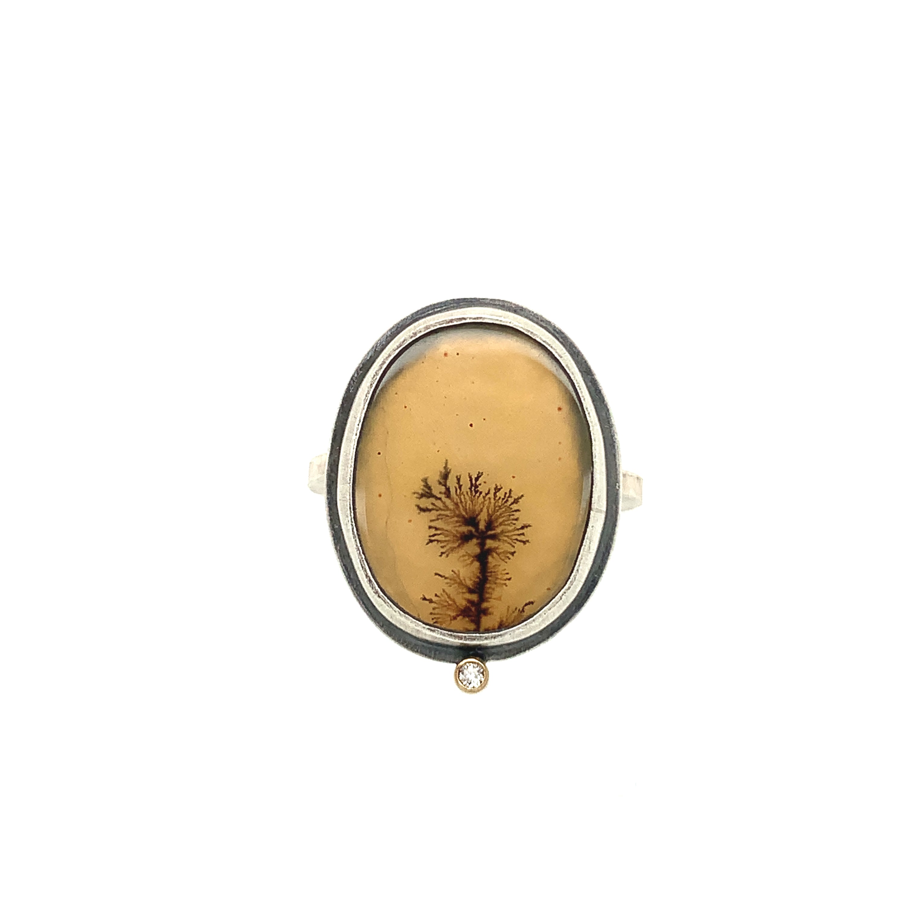 Dendrite Ring with Satellite Diamond