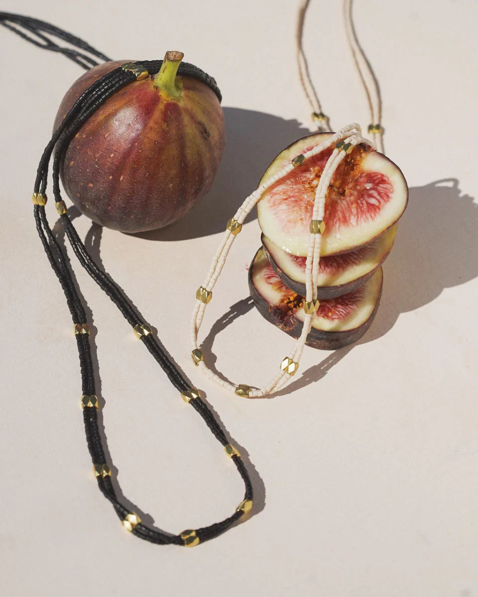 Double Strand Beaded Necklace - Cream