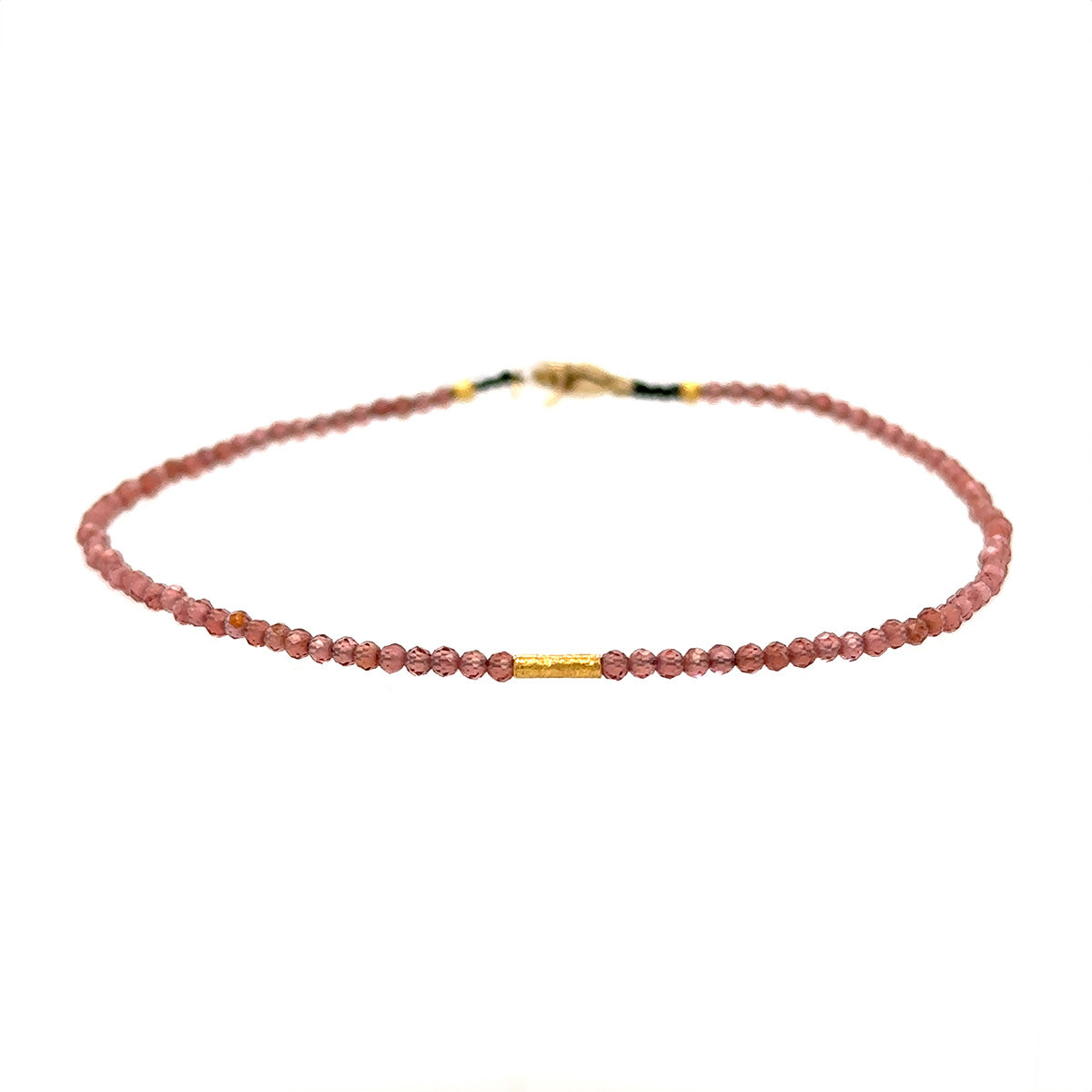 Pink Garnet + 18k Bead Strand Bracelet
