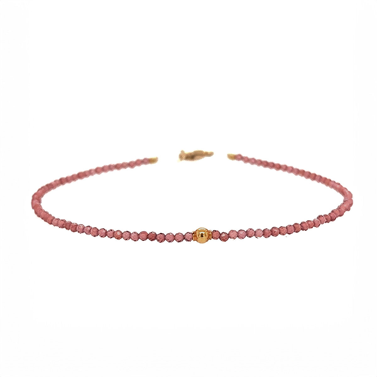Garnet + 18k Round Bead Strand Bracelet