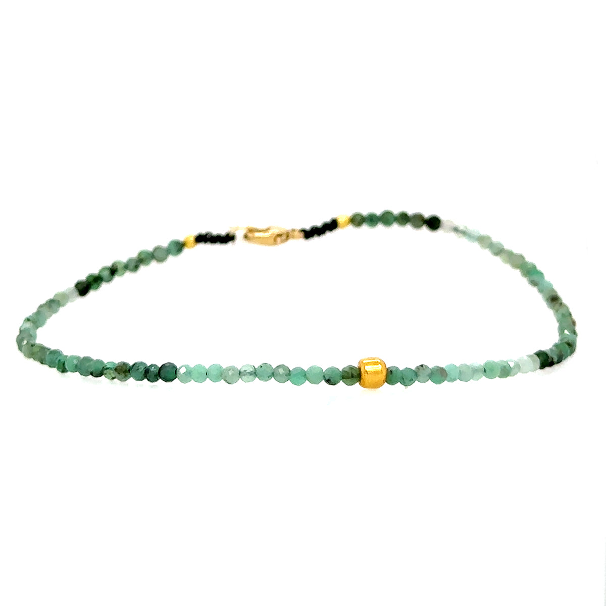 Emerald + 18k Donut Bead Strand Bracelet