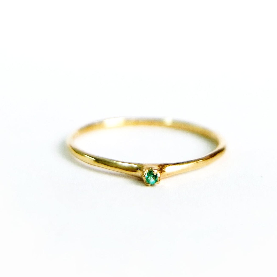 14k Petite Emerald Ring