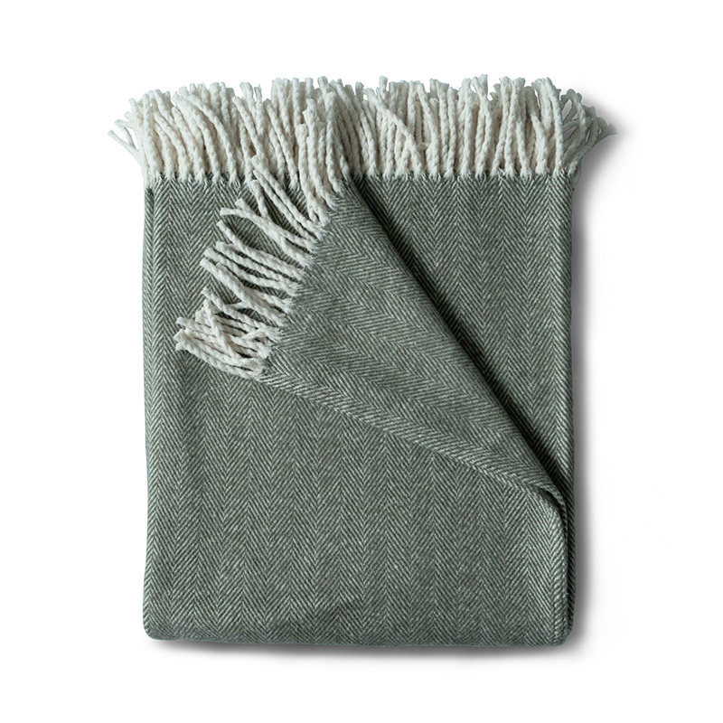 Cotton Herringbone Throw - Fern