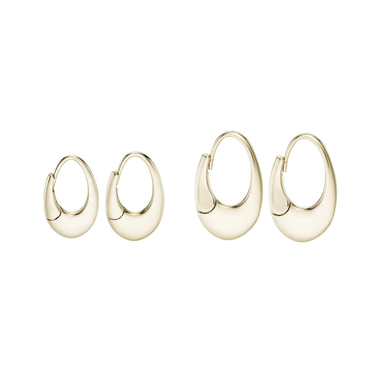 9k Pressed Oval Hoops - PAIR