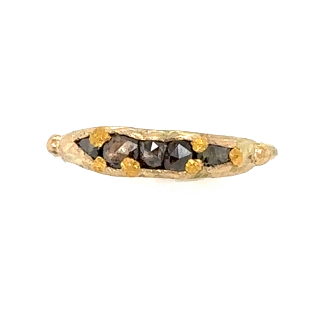 Full Rose Cut Diamond Pod Ring - Gold
